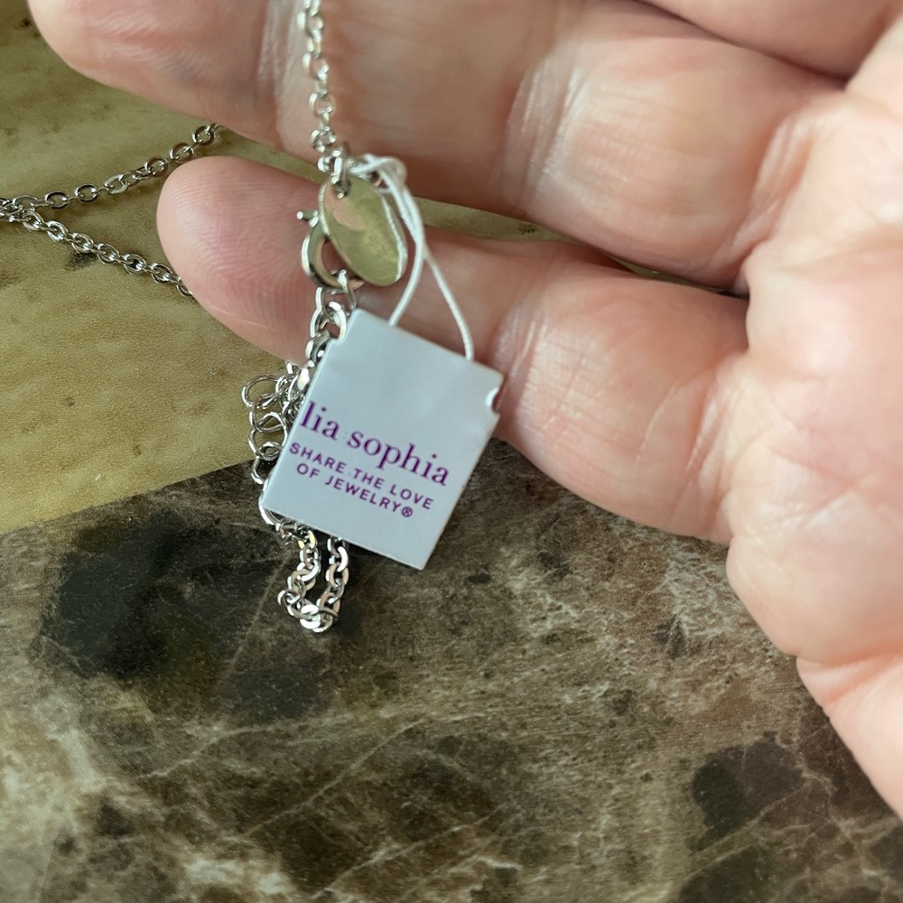 Lia Sophia Shopping Spree Silver Metal Necklace NWT Adjustable 16 - 19 in long - Picture 9 of 13